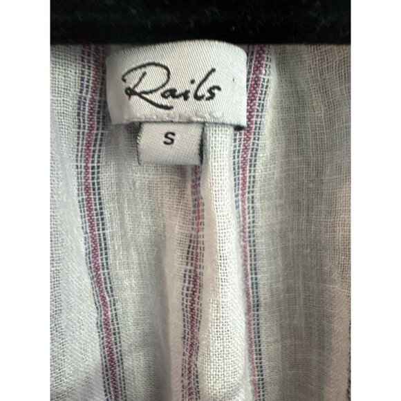 Rails Striped Sleeveless Halter Top With Tassels Small White Red Blue Linen Boho - Picture 2 of 5